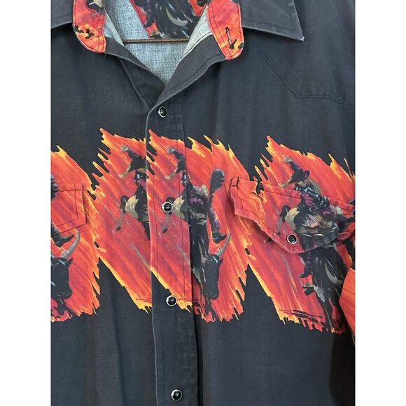 Vtg 90s Roper Pearl Snap Shirt XL Western Cowboy Horse Rodeo Bull Aztec Grunge - Picture 3 of 6